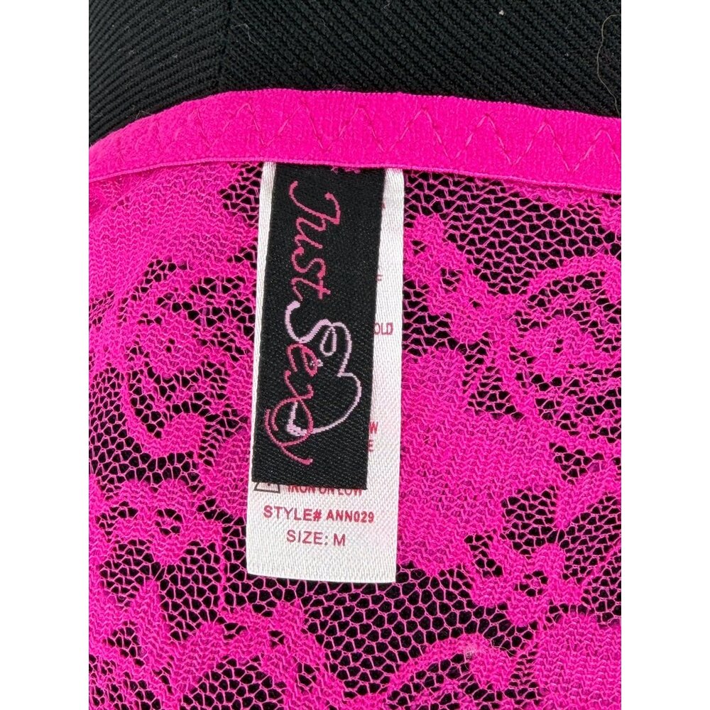 Hot Pink & Black Lace Push-Up Mini Slip Dress Lingerie M| Y2K Barbiecore Boudoir - Picture 12 of 13